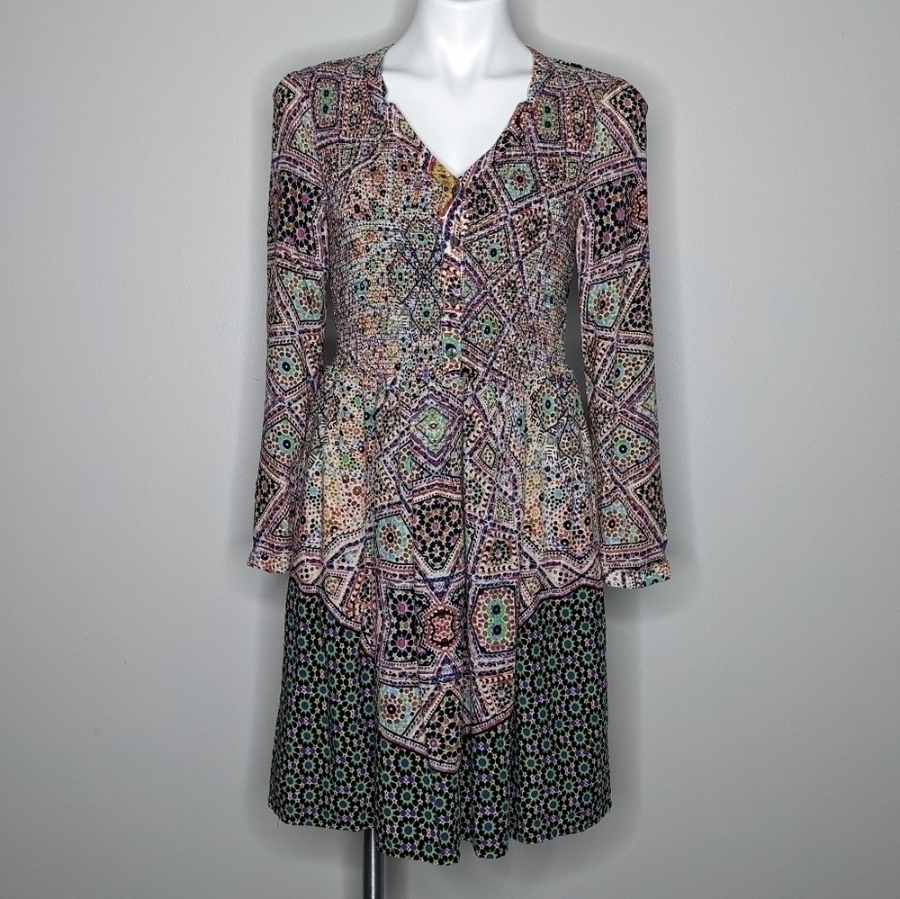 Anthro Maeve colorful kaleidoscope print dress S